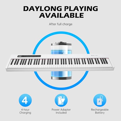Rosen P21 Tastiera Semi Pesata 88 Tasti Pianoforte Digitale per Principianti, Pianoforte Elettrico Portatile con Pedale di Sostegno e Alimentazione, Bianco : Amazon.it: Strumenti Musicali