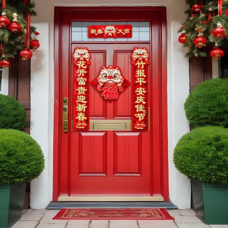 PZOFERLIN Cina Festival di Primavera distici Cina Festival di Primavera distici Festival di Primavera Couplets Sticker Set Decorazione Porta Tradizionale Benedizione Parole Accessori