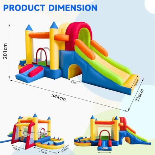 Ballsea Castello gonfiabile con ventilatore per bambini: sicuro, divertente, XXL, per interni ed esterni, con scivolo : Amazon.it: Giochi e giocattoli