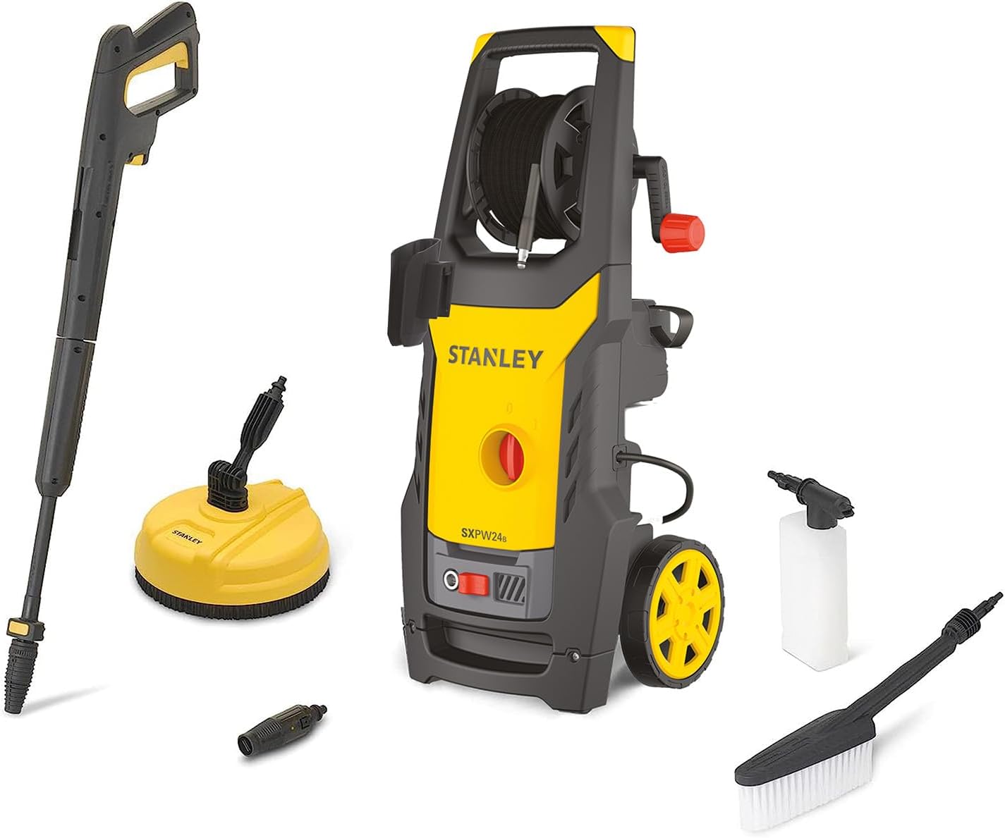 Stanley Pressure Washer SXPW19BX | High Pressure | for Car and Outdoor Home | with Floor Mop and Fixed Brush | Maximum Pressure 150 Bar | Maximum Flow Rate 440 L/H | Absorption 1900 W