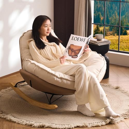 JIESOO Sedia Dondolo Imbottita Poltrona Dondolo con Schienale Alto Velluto Pelle Daino Sedie Moderne con Accenti Dondolo Comoda Sedia Laterale for Camera Letto, Soggiorno(Mint green) : Casa e cucina