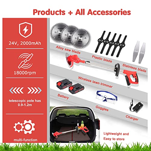 Decespugliatore A Batteria 21V tagliaerba elettrico Senza Filo,650W Multifunzionecon Elettrico Tagliabordi con 90° Testata Regolabile e Maniglia telescopica,per Erba da Taglio da Giardino (Rosso) : Amazon.it: Giardino e giardinaggio