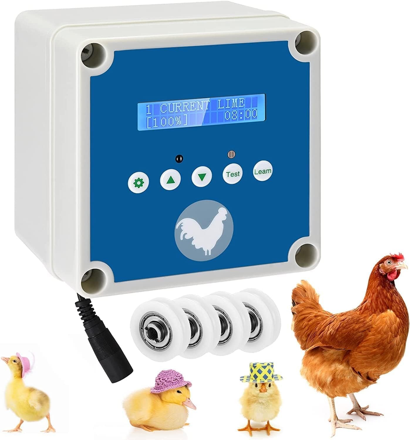 Apriporta per pollaio, porta automatica per pollaio,telecomando/manuale/sensore di luce/timer,3 modalità di alimentazione Alimentazione/Batteria/Energia solare, carico massimo 4 kg