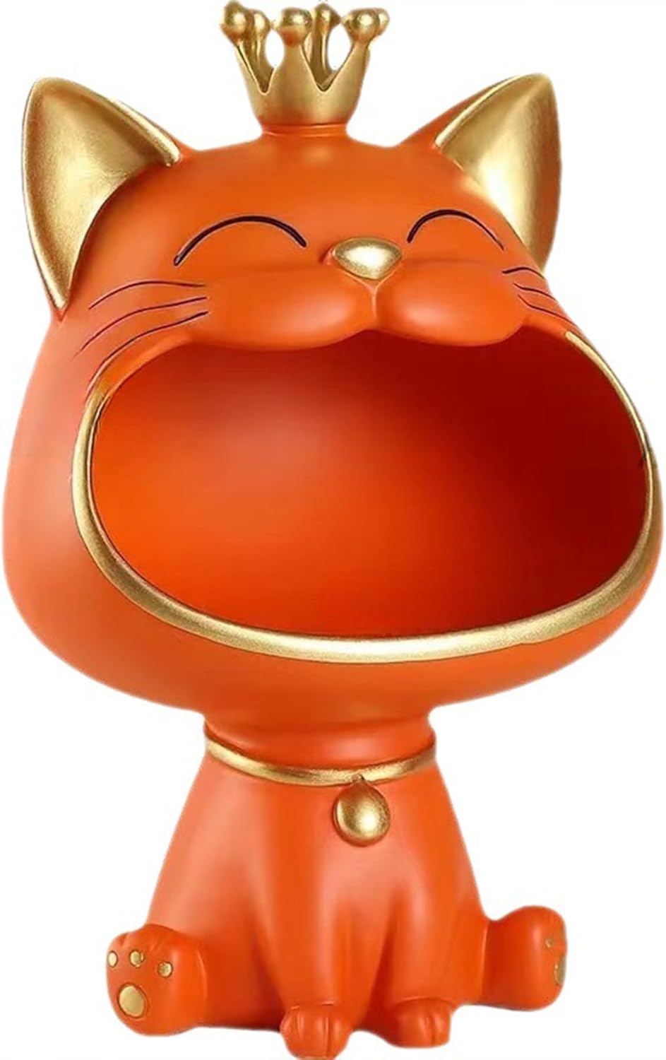 Moaobooh Statua di gatto, gatto fortunato Storage Sculpture, casa soggiorno per l'ingresso, ridere gatto e chiavi, scatola decorativa per piccoli oggetti (bianco)