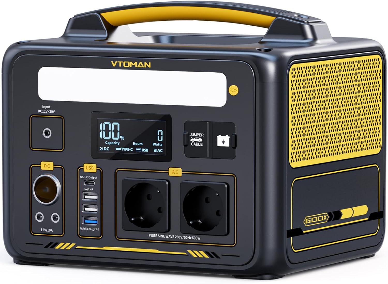 VTOMAN Jump 600X Portable Power Station - 600W/299Wh LiFePO4 Battery Power Station Solar Generator, Expandable Capacity to 939Wh, for Camping, Emergency, Travel