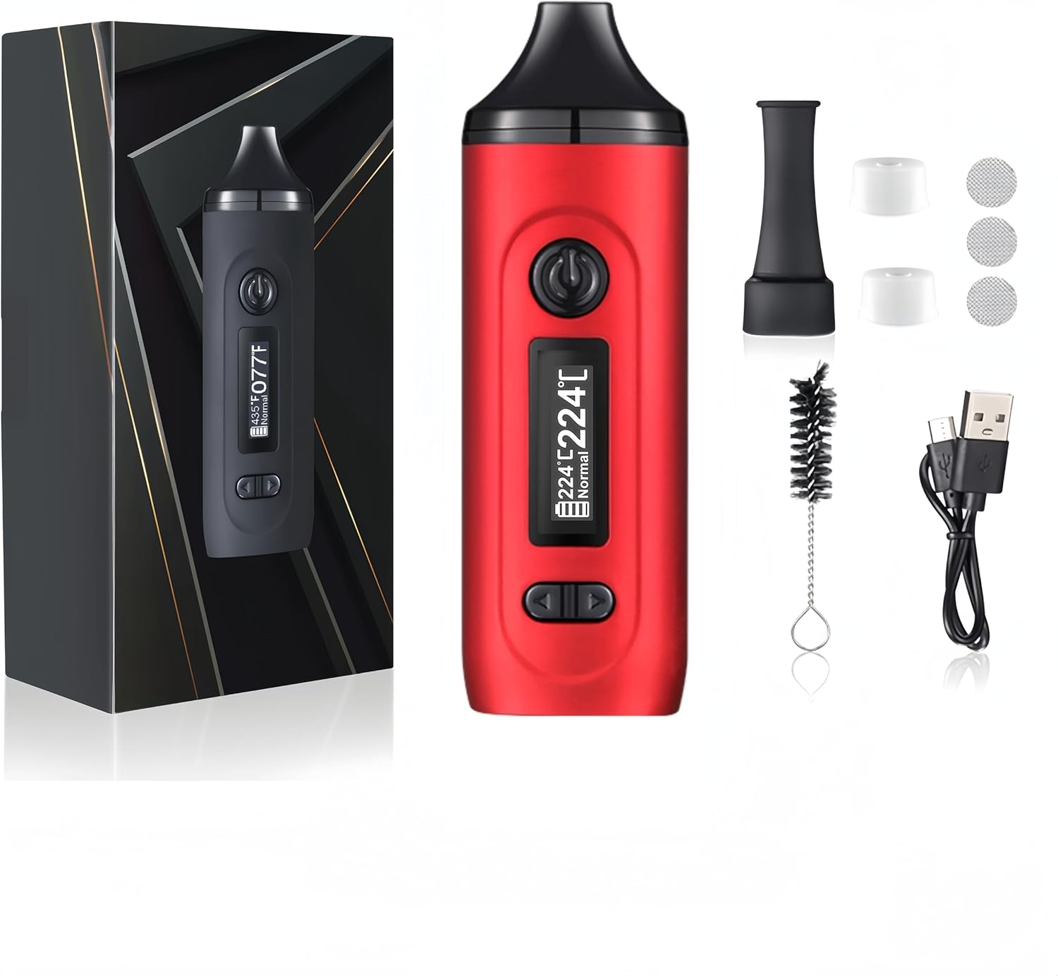 KinZon Dry Herb Vaporizer, OLED Display and Temperature Control, Fast Heating in 30s (Grey)