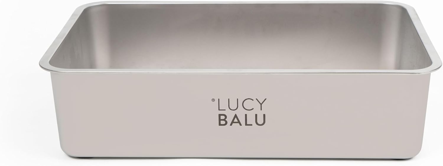 LucyBalu® STEELOO Stainless Steel Cat Litter Tray | Large Open Litter Tray with Top Entrance | Cat Toilet