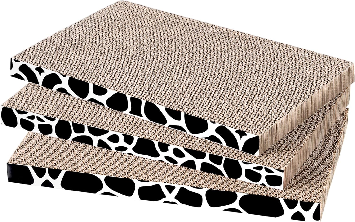 FUKUMARU Tiragraffi per Gatti in Cartone Ondulato, 5 Pezzi, Tiragraffi 2 Strati Bifacciale,Tappetini Tiragraffi Antigraffio per Gatti con Scatola, 43.5 x 29 x 14 cm Grande.