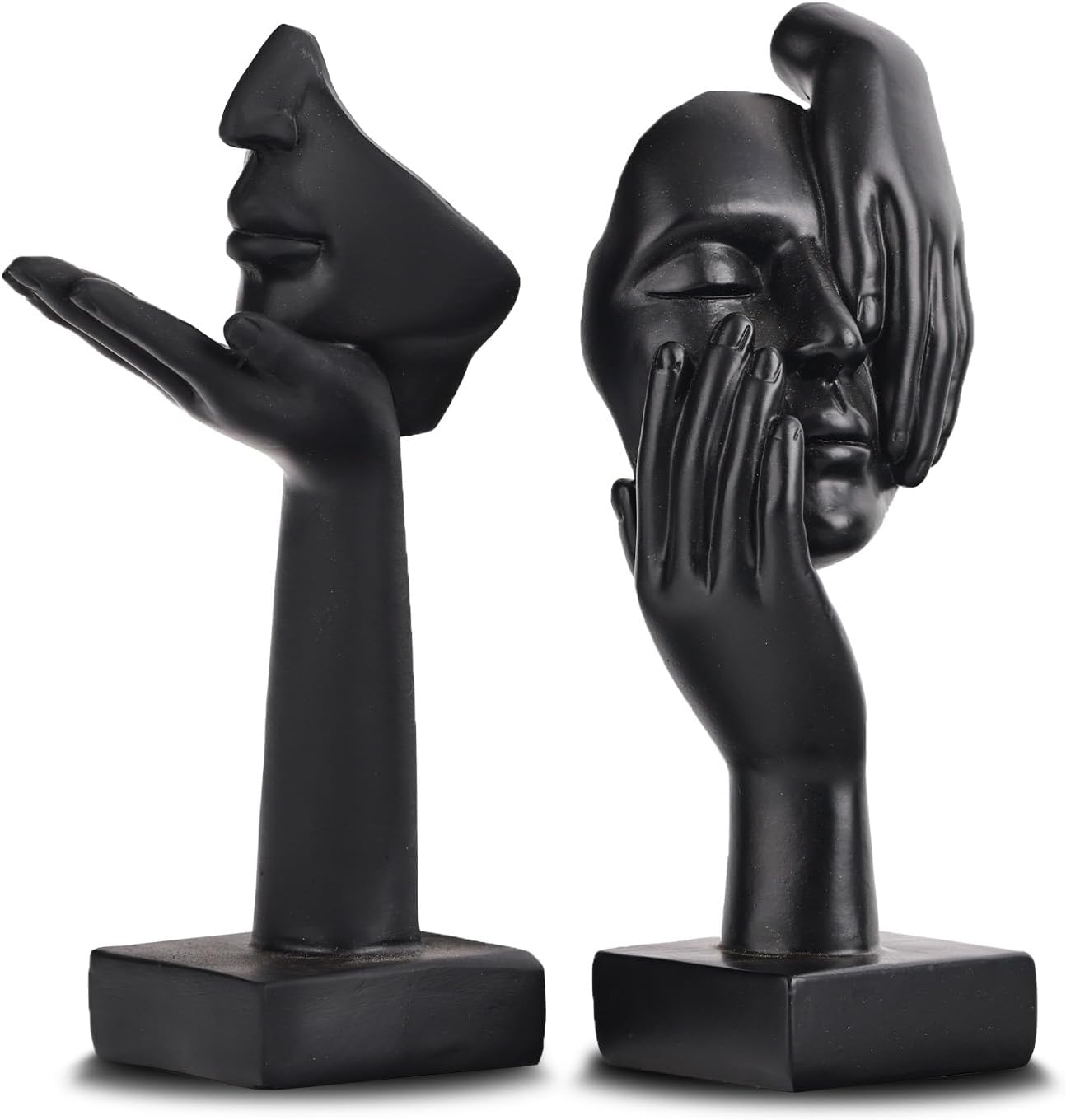oliruim Decorazione per la casa nera, statua con volto di donna, statua da collezione per casa moderna, soggiorno, libreria, decorazione da scrivania nera, set da 3 pezzi (3 pezzi nero)