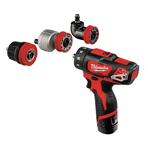 Milwaukee M12BDDXKIT 202C M12 4 in 1 Drill Driver Kit (2 batterie agli ioni di litio da 2,0 ah, caricabatterie, mandrino da 10 mm e testine extra) : Fai da te