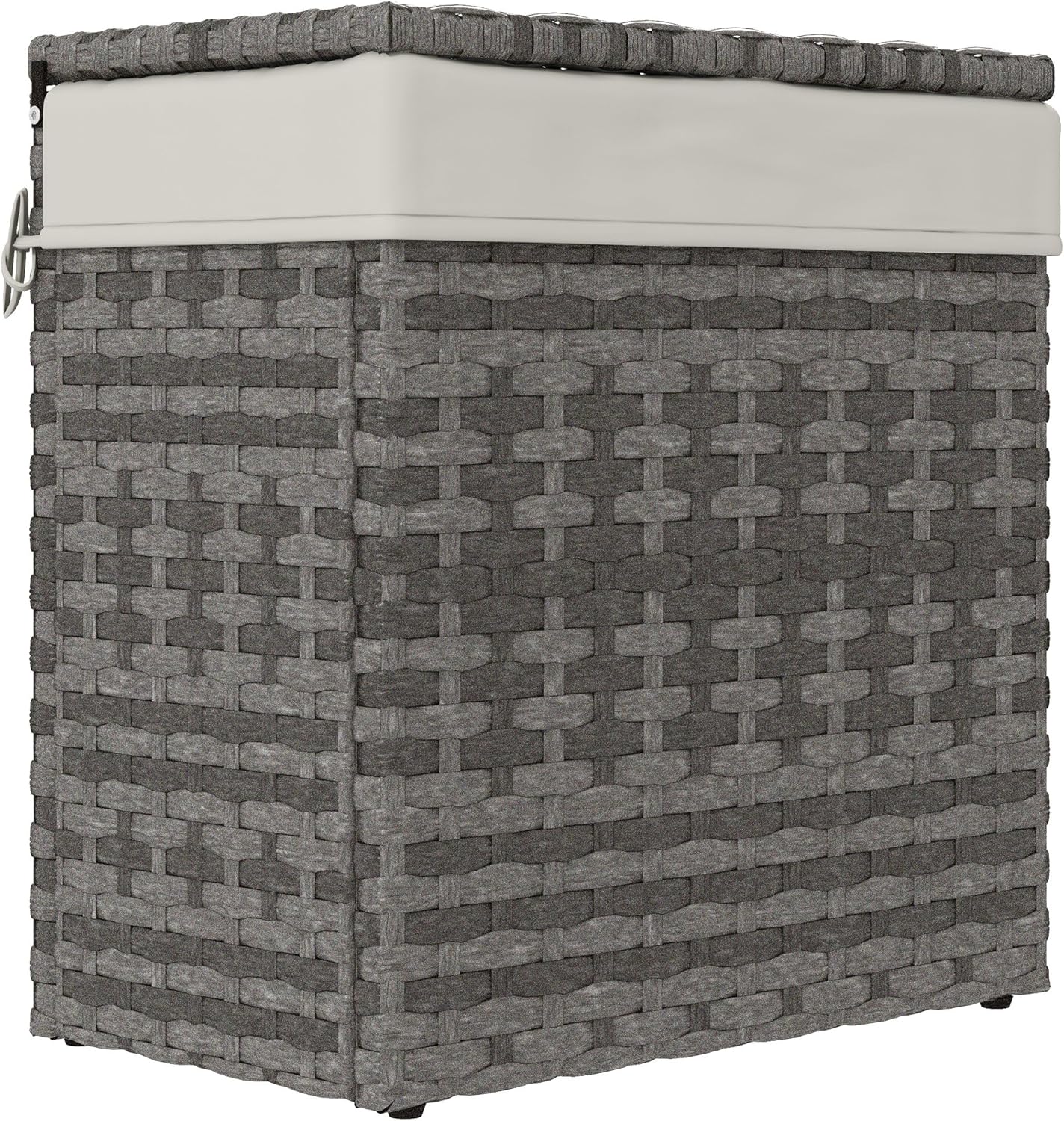 Outsunny Baule da Giardino in Rattan PE, Cassapanca da Esterno con Piedini Antiscivolo e Rivestimento Interno in Tessuto Impermeabile, 76x45x48cm, Grigio