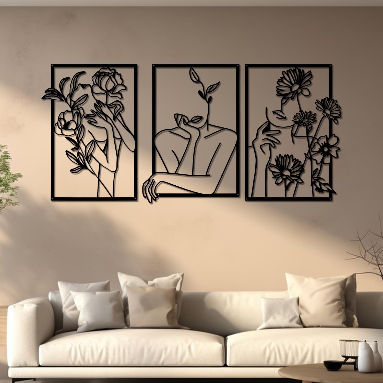 YiYa Nero Decorazione in Metallo da Parete Decorazione da Parete Minimalista Arte Appeso a Linea Singola Decorazione da Parete Nero per Camera da Letto Soggiorno Bagno Balcone Galleria