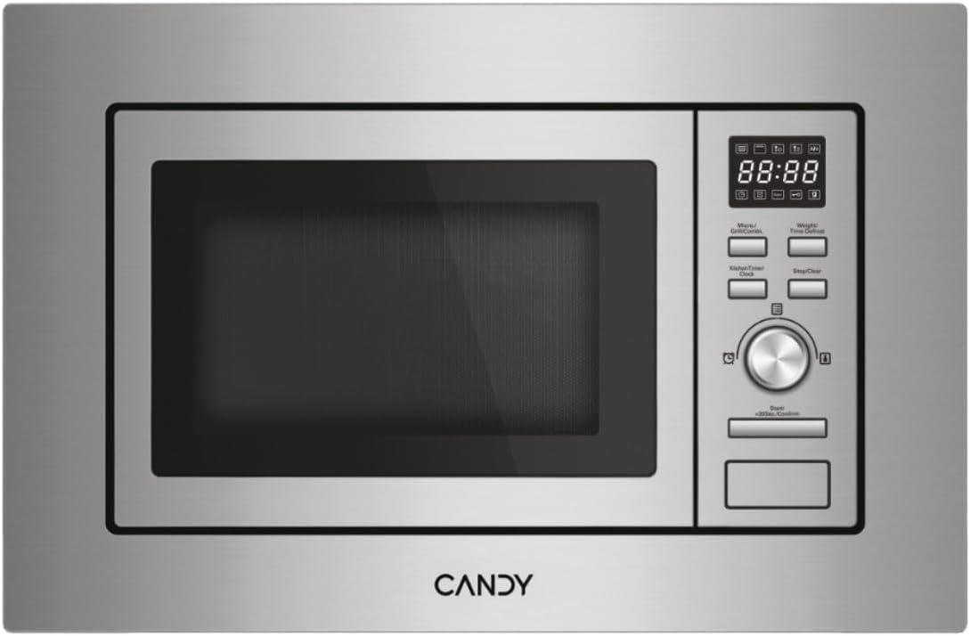 Candy Wave 600 Microonde da Incasso, 20 Litri, 7 programmi, 5 livelli di potenza, Grill, ricette su App hOn AxLxP 38,2x59,5x34,4 cm, Acciaio Inox - CA20FMW7NG