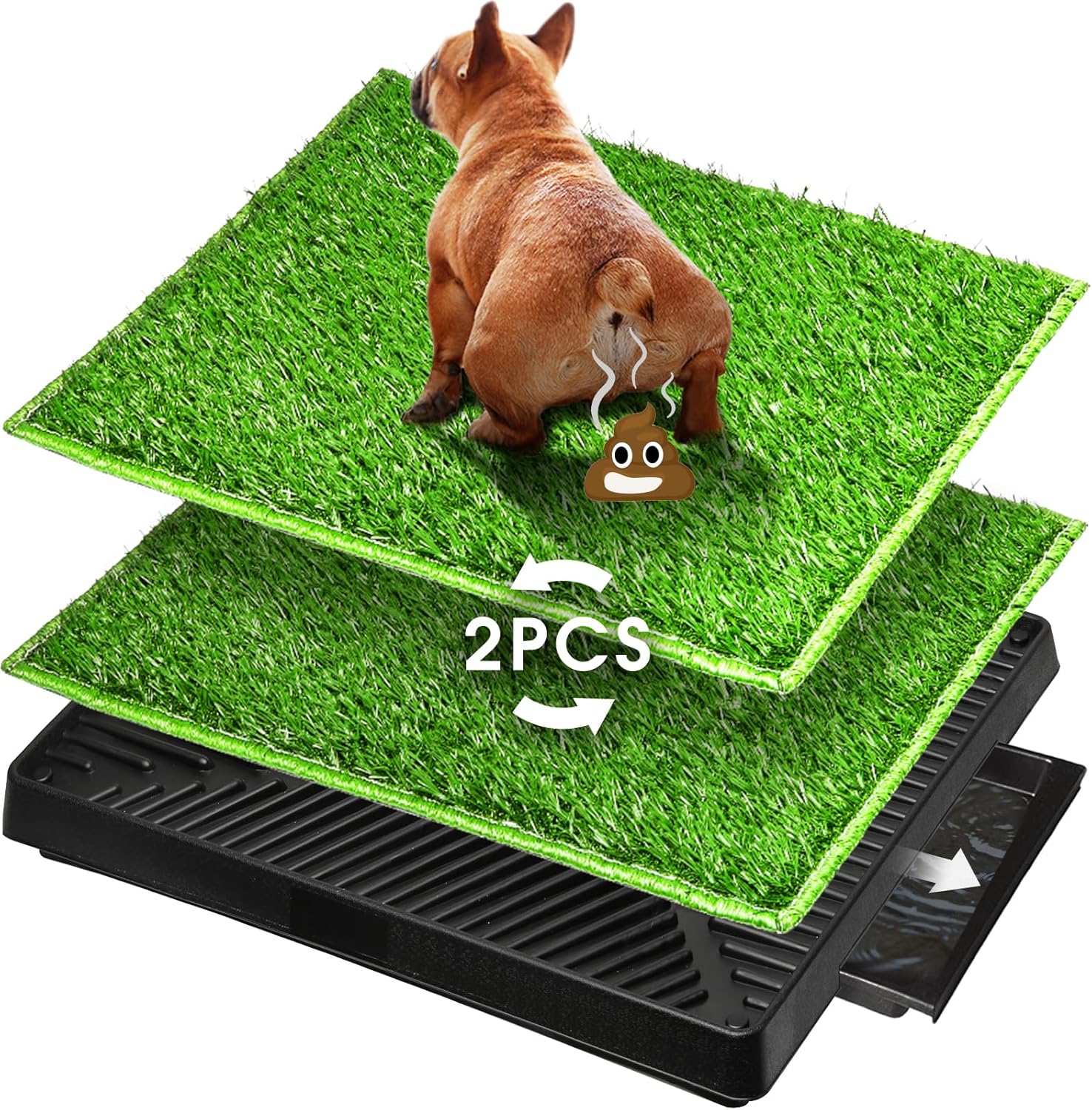 Hompet Lettiera per Cani, Erba Sintetica Toilette per Cani, Tappetino Cane Pipi, Vaschetta per Deiezioni Rimovibile per Una Pulizia più Facile, per Cani e Cuccioli, 63 x 51 x 7cm