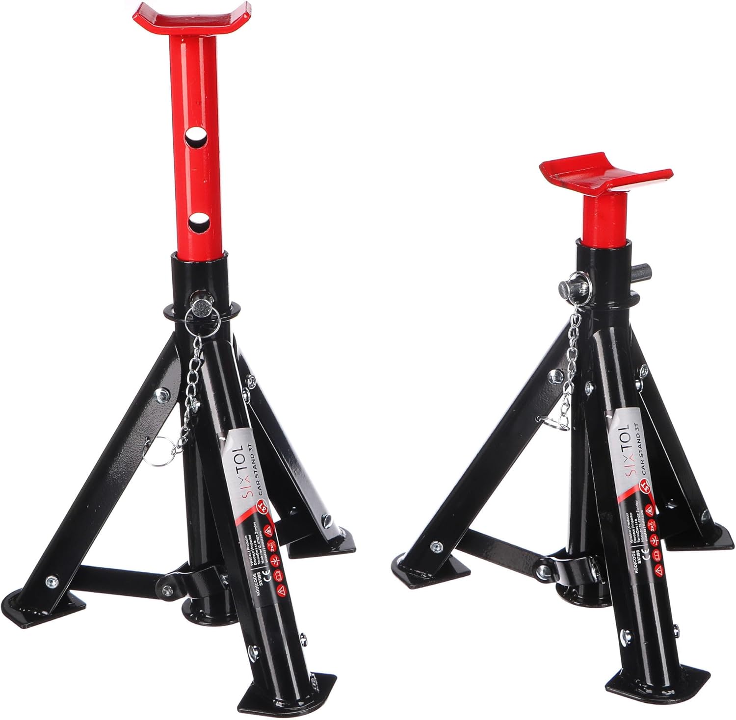 SIXTOL Mechanic Car Stand 3T | Cavalletti Pieghevoli per Auto | 2 Pezzi | Portata 3 tonnellate | Altezza Regolabile | Compatto e Portatile