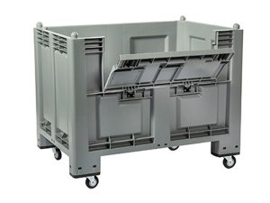 Cassa pallet Carvel 1200x800x1000mm in polipropilene con ruote e portellone, 600lt