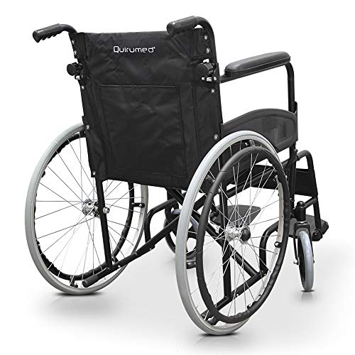Quirumed Sedia a rotelle in acciaio, modello EASY COMPACT, pieghevole, seduta 46 cm, leggera, tasca portadocumenti, per anziani, per disabili, fino a 110 kg : Amazon.it: Salute e cura della persona
