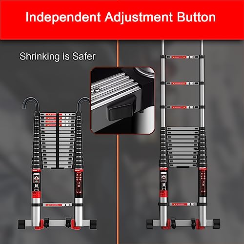 GeRRiT Scala telescopica Pieghevole per carichi Pesanti con Barra di bilanciamento e Ruote, Scala telescopica Portatile in Alluminio per Uso Domestico, Scala di Estensione Multiuso a 2 ga : Amazon.it: Fai da te