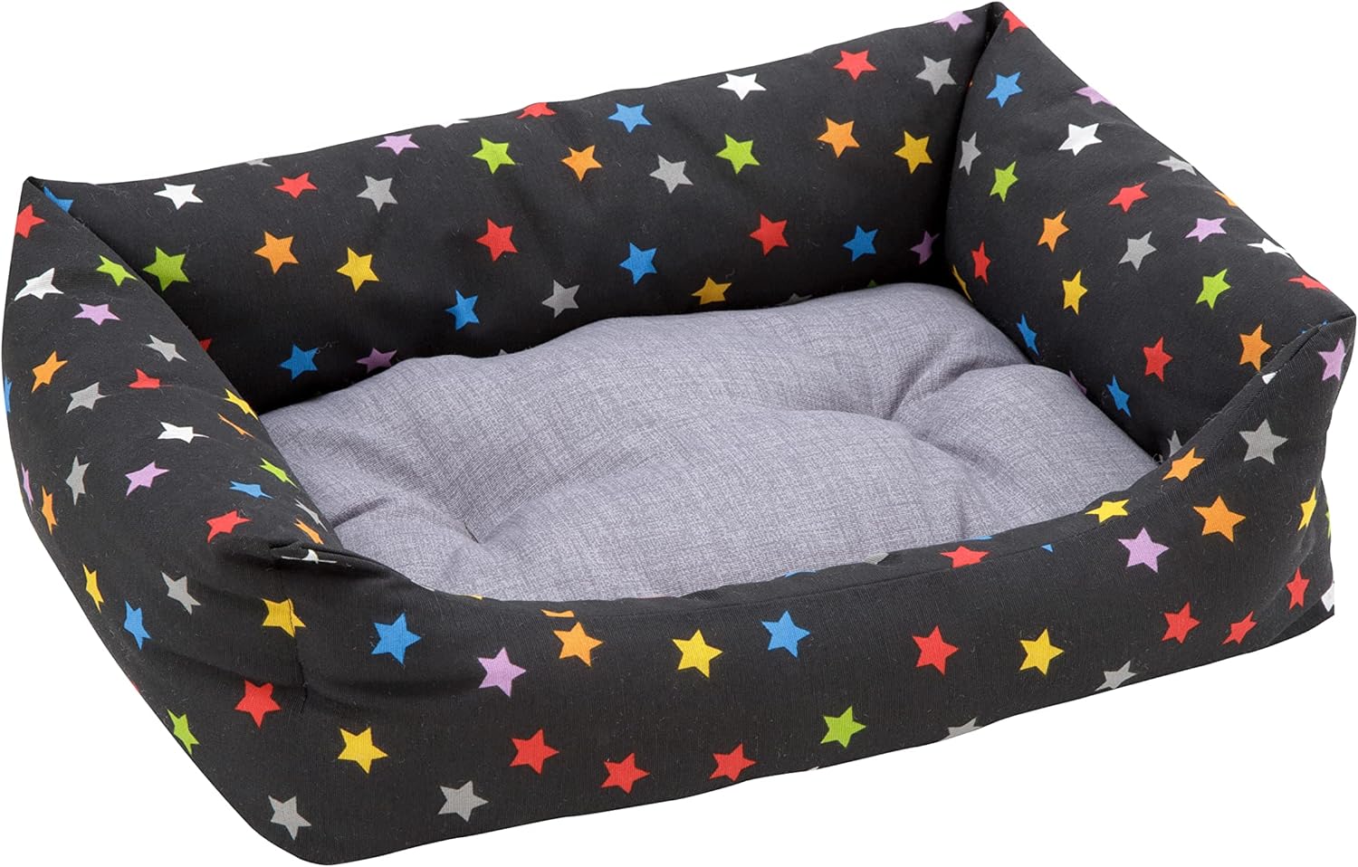 Baroni Home Cuccia per Cane in tessuto Grigio e Stelle Taglia S 45x60 cm, Morbido Divano Rettangolare, Comodo, per Camera da Letto Salotto Corridoio, Lavabile