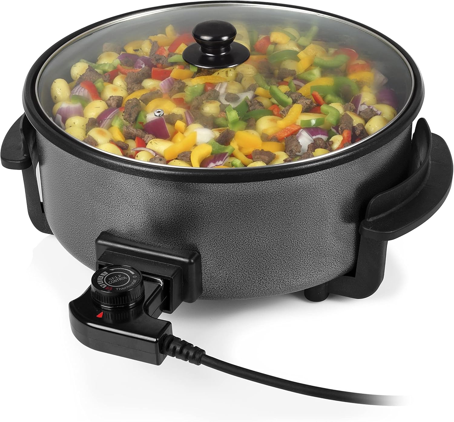 Tristar Padella multifunzione - 7,5 l, diametro 40 cm, termostato regolabile, rivestimento antiaderente, 1500 watt, PZ-9145 || lunghezza cavo 1 m