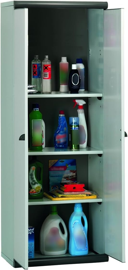 Garofalo - Scik Basic Recycled - Armadio Alto in Resina (PVC) 2 ante - Colore Grigio, V02.17.501