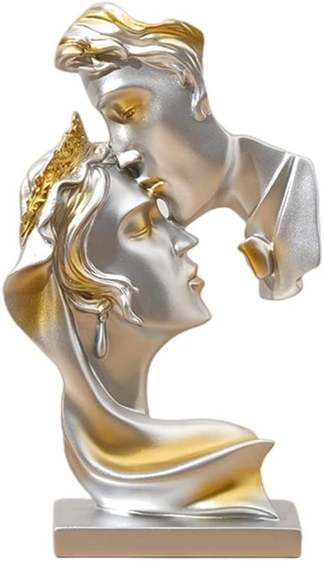 JXCBXJ Scultura Grigio,Coppia statua creativa bacio scultura,Statua Bacio d'Amore,Statuette Decorative Casa,statua romantica,Idea Regalo.