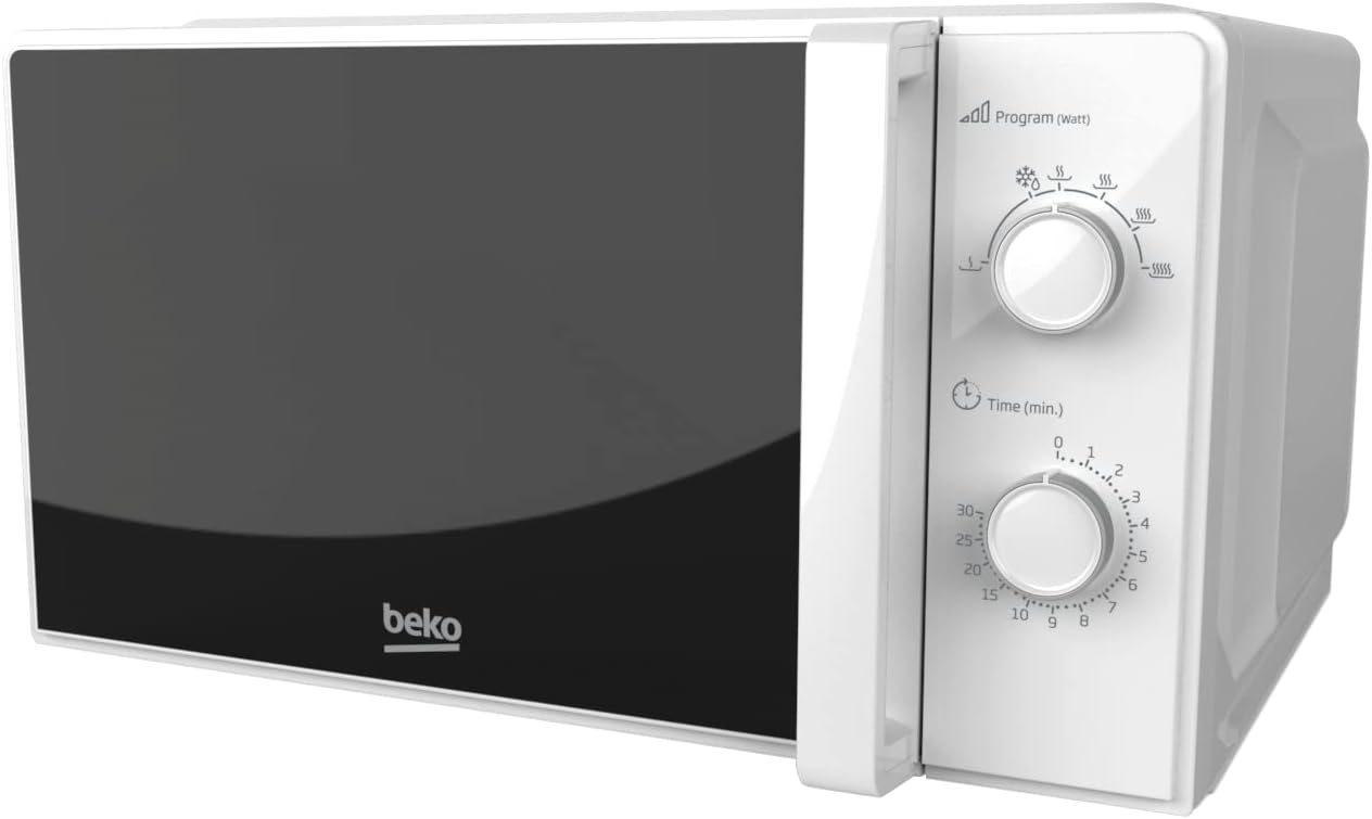 Beko - MOC20100WFB - Microwave Oven, 6 Power Levels, 20 Litres, 700 W, Freestanding, Timer 30 min - White, 45.2 x 32.5 x 26.2 cm