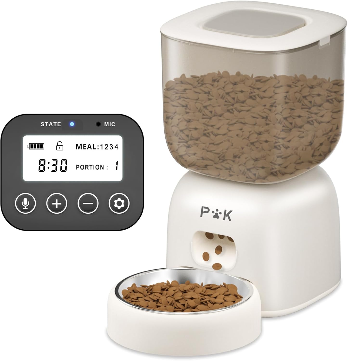 PUPPY KITTY Automatic Cat Food Dispenser, Battery Life Up to 180 Days, 3L Cat Treat Dispenser with 10S Registration, Personalized Feeder Times, 1-4 Meals a Day