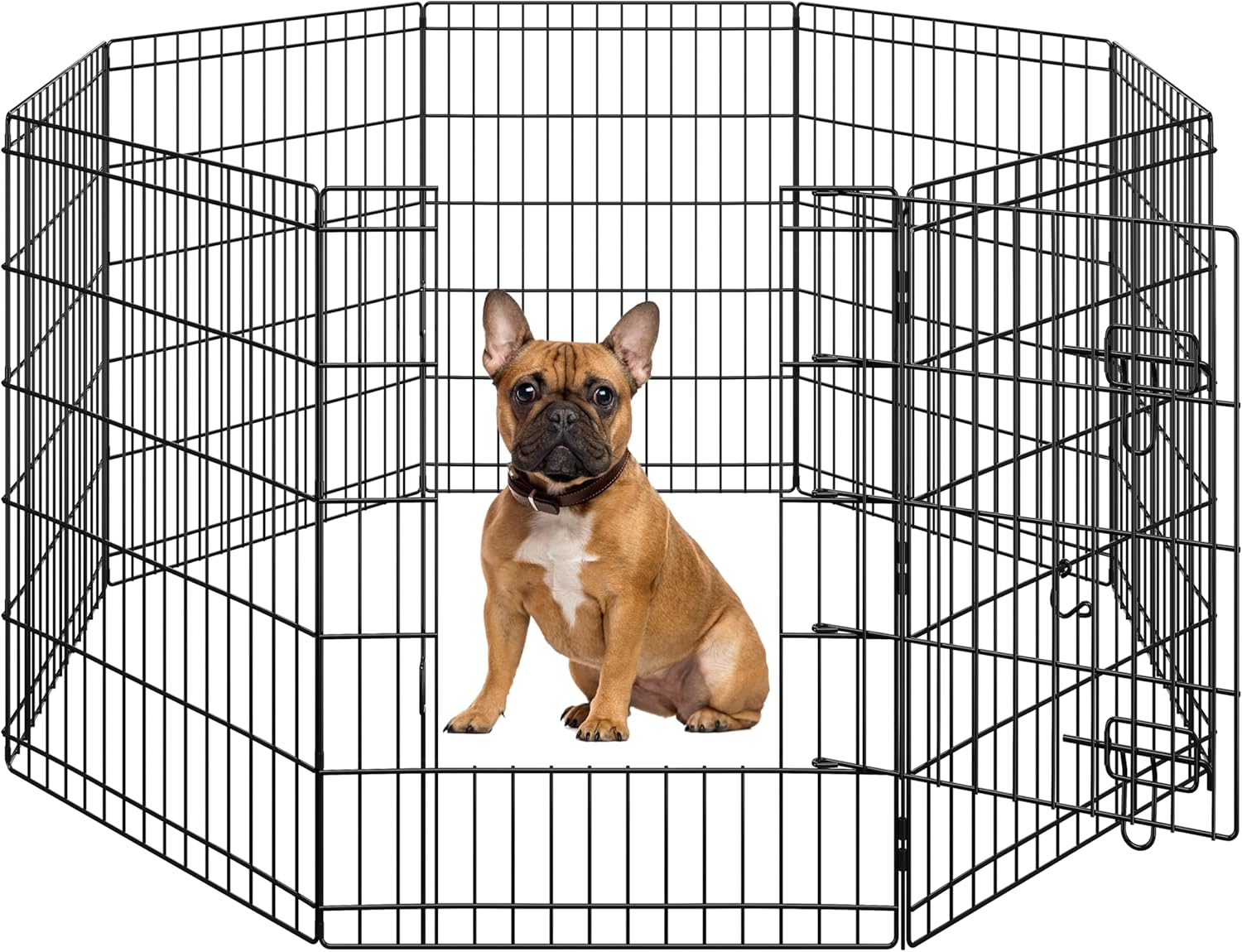 Yaheetech Indoor and Outdoor Folding Fence for Dogs, Puppies, Cats, Rabbits, Pets, 8 Panels, 61 x 61 cm, Black
