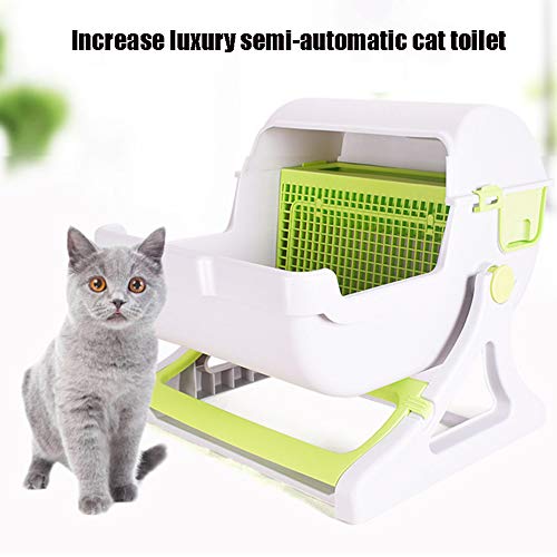 ZLSD Extra Large Semichiusa Lettiera di Sicurezza, semiautomatica Tipping Bucket cestini per i rifiuti, Pp Resina, Spruzzi d'Acqua e Servizi igienici Deodorantsmart Cat,Verde : Amazon.it: Prodotti per animali domestici