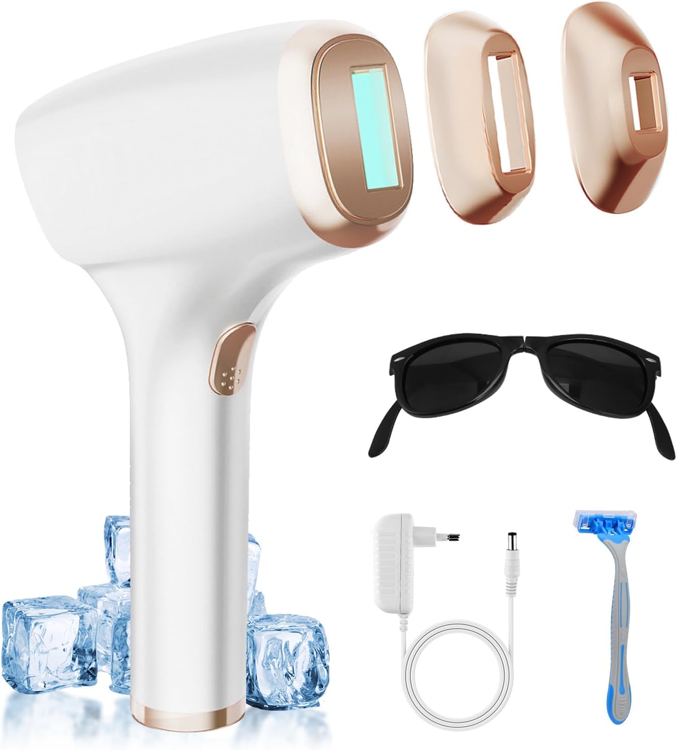 Epilatore Luce Pulsata con Ghiaccio Funzione, 3 in 1 HR/SR/HR 21J Epilazione Laser per Donna con 9 Livelli di Energia, 999.999 Flash, per Viso, Ascelle, Corpo, Bikini, Capelli scuri e pelle chiara