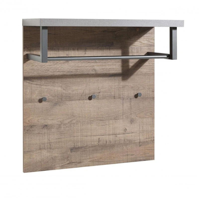 Pannello moderno appendiabiti da ingresso con ripiano in legno h 84 cm