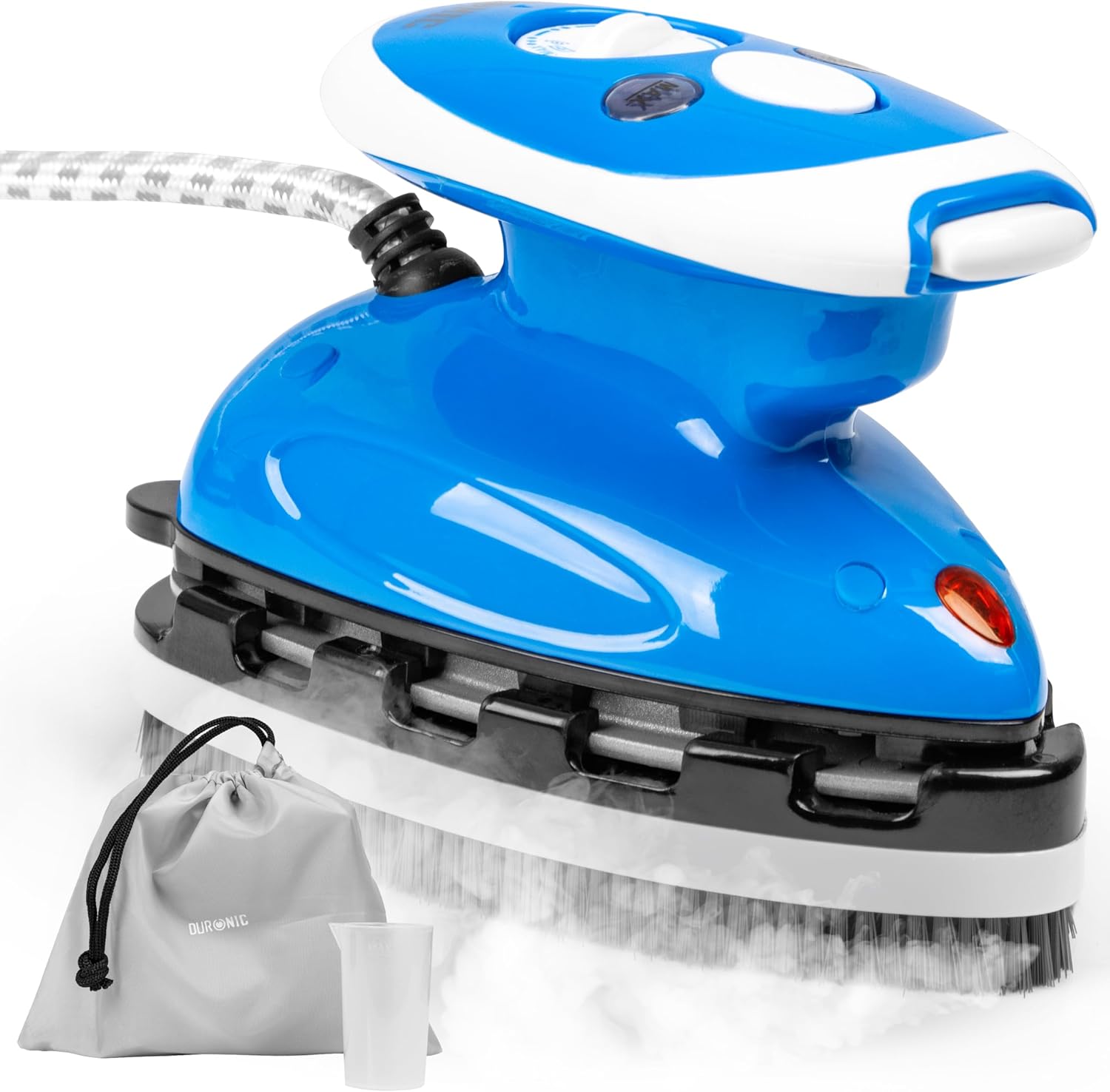Duronic SI2 We Mini Iron | Travel Steam Iron 375 W | 50ml Tank | Portable Steamer with Brush and Travel Bag | Steam Iron for Sewing, Quilting | White