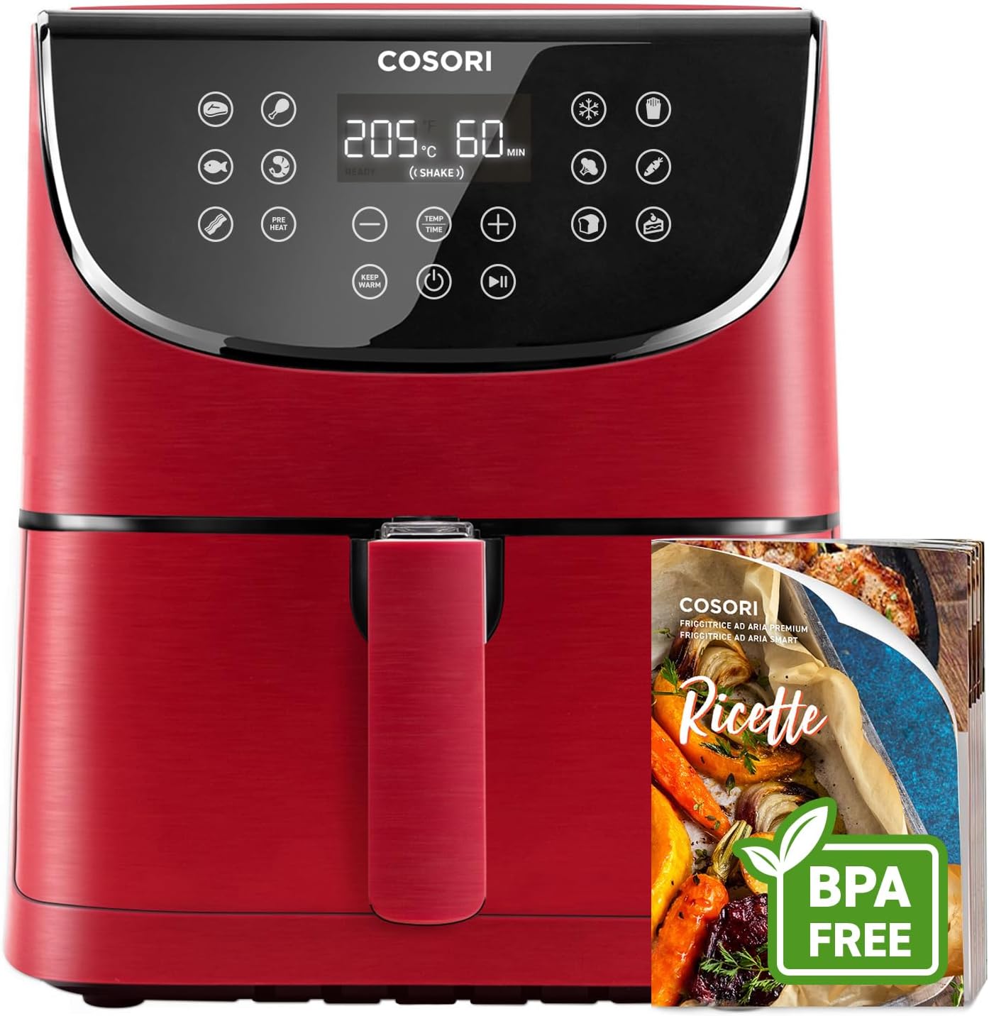 COSORI Air Fryer, 5.5 Litres, Air Fryer, 1700W, 13 Functions, 85% Less Oil, 75-205°C, Up to 50% Faster Than Oven, 100 Italian Recipes, Digital Display, CP158 Black