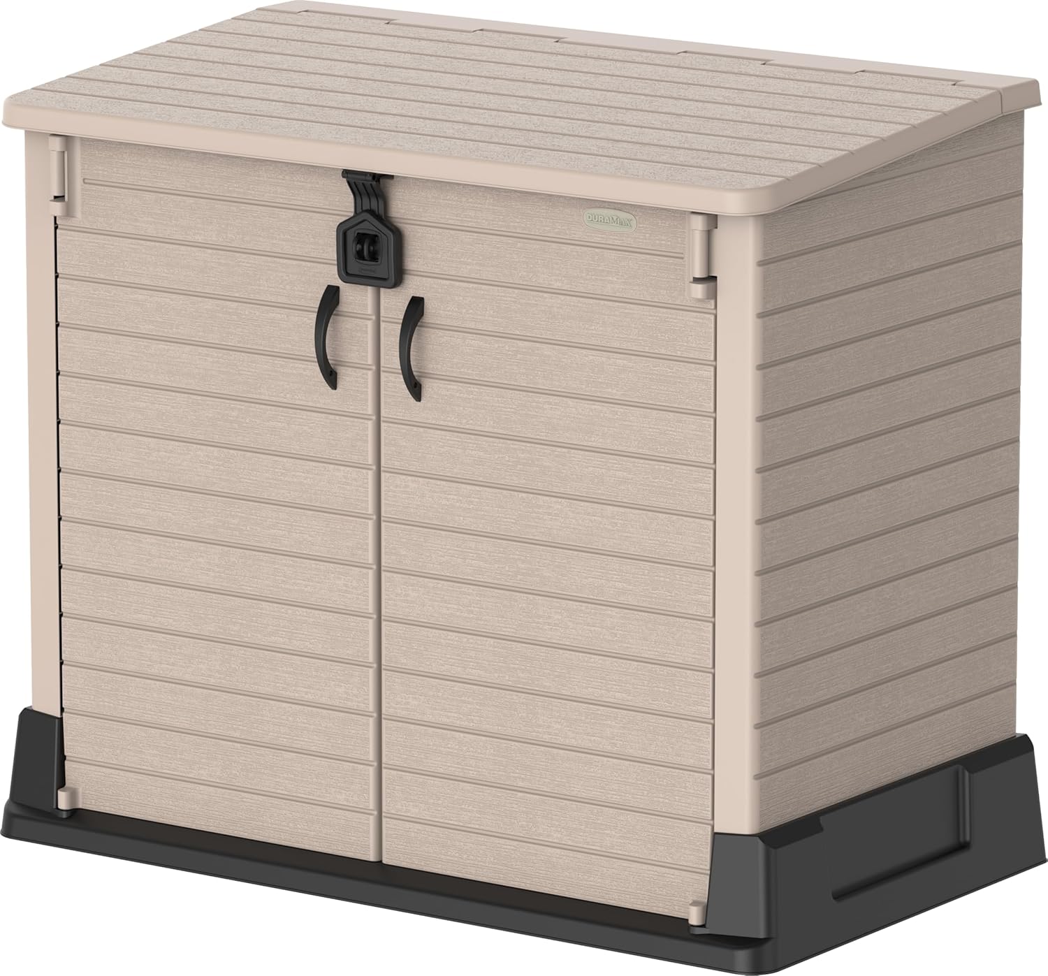 Duramax StoreAway 850L Plastic Garden Shed, Outdoor Storage Shed, Wheelie bin box, Wheelie Bin Hideaways, Durable Construction, Ideal for Tools, BBQs & 2x Garbage Bins, 130x74x110 cm, Warm Taupe