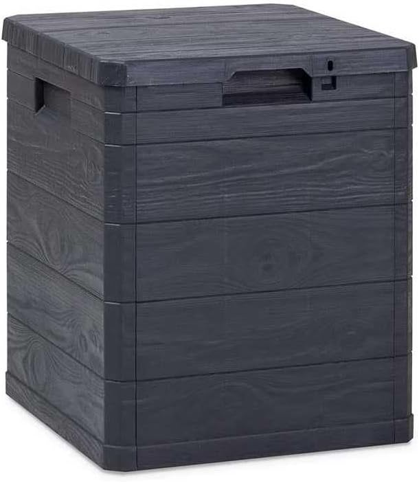 MA MAISON Bauletto Multibox da Giardino 90 Litri Effetto Simil Legno Contenitore Stoccaggio in Resina Antracite 42,5x44x50h cm da Esterno da Interno Resistente ai Raggi Uv - Made in Italy