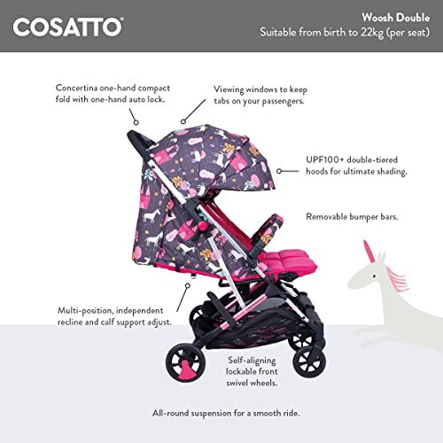 Cosatto Passeggino doppio Woosh – Passeggino leggero dalla nascita a 22 kg, gemelli o fratelli – Sedili pieghevoli con una mano, compatti e indipendenti Mister Fox) : Amazon.it: Prima infanzia