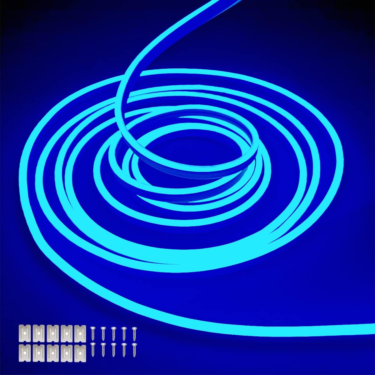 Balabaxer Striscia luminosa Rosso al neon, 16.4ft/5m 12V DC 600 SMD2835 LED impermeabile, per la decorazione interna ed esterna