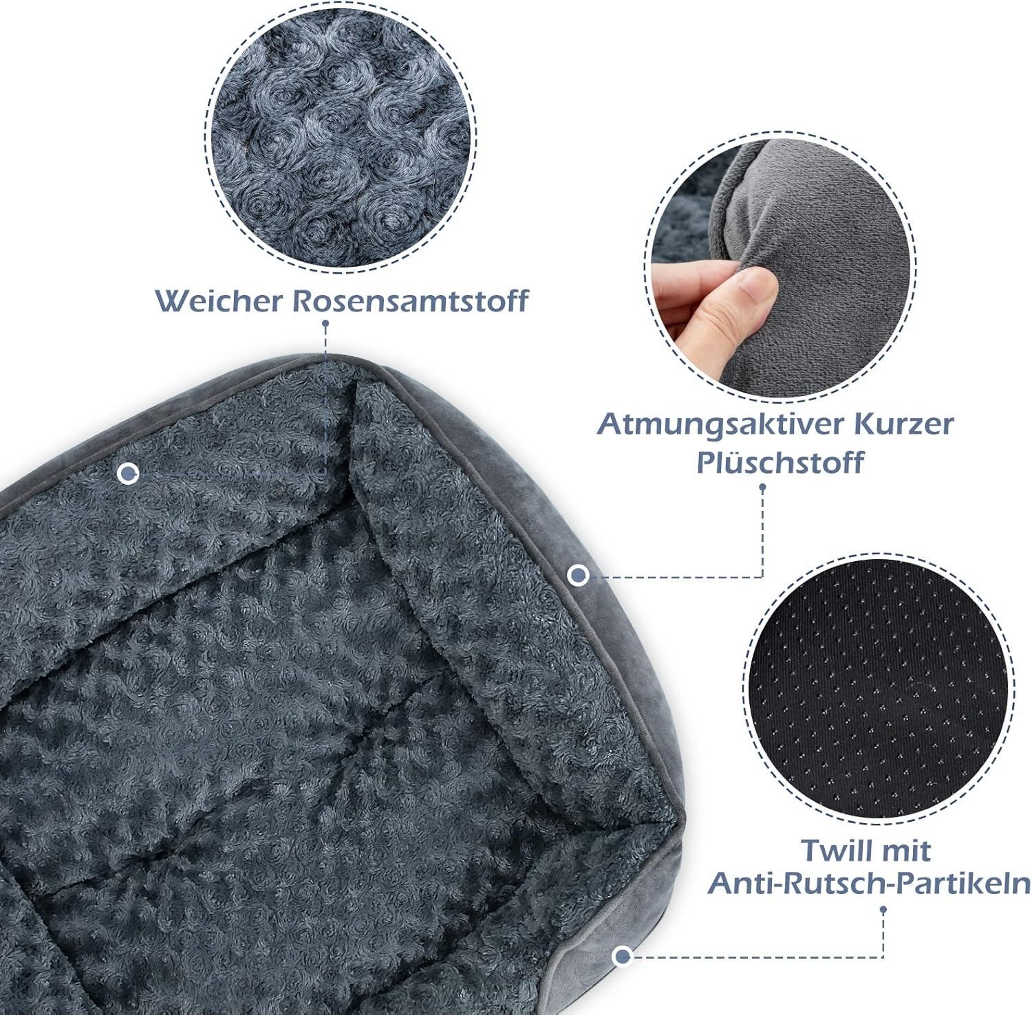 JOEJOY Cuccia Cane Interno, Cuccia per Cani Antiscivolo Anti-ansia, Cuscino per Cani Taglia Media e Piccola, Morbida Confortevole Letto Cane Lavabile, 63x53x20cm