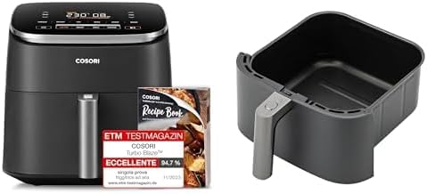COSORI Friggitrice ad Aria Turbo Blaze 6L (1,36Kg), Air Fryer con DC Motore Tecnologia, 9 Funzioni & 5 Velocità della Ventola Automatica, 110 Ricette & 96 Tabelle di Cottura degli Ingredienti, 1725W