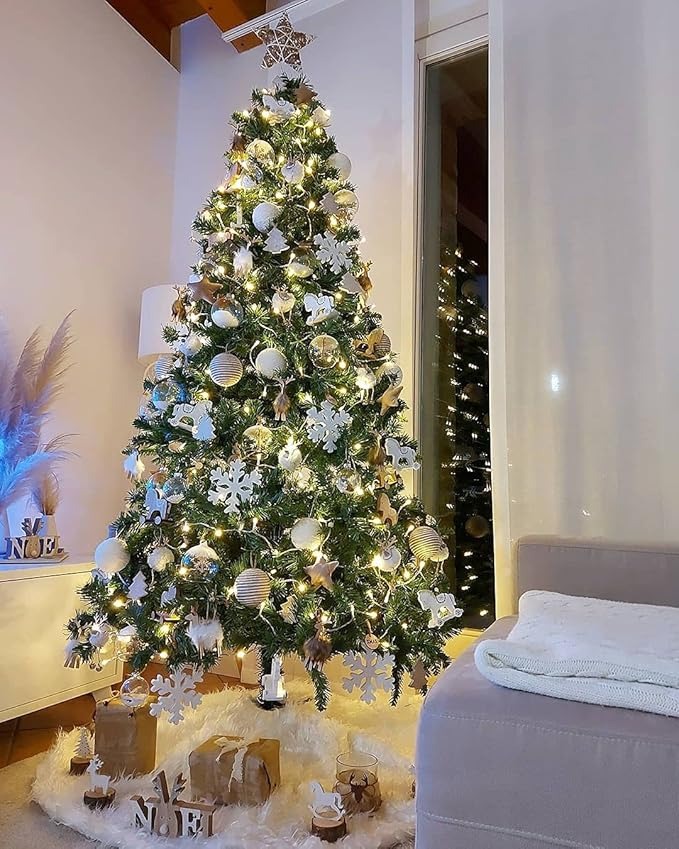 Totò Piccinni Albero di Natale Artificiale NOEL, Folto, Effetto Realistico, Rami a Gancio, Facile Montaggio, PVC, Ignifugo con Borsone (210 cm, Verde)