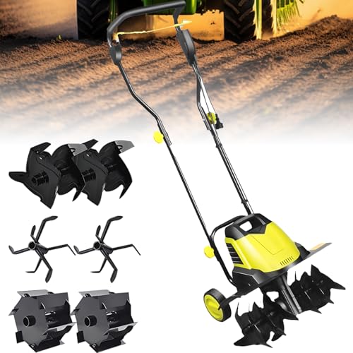 Coltivatore Elettrico, Motozappa da Giardino da 2400 W con 2 Ruote e 6 Lame, Larghezza di Aratura di 45 cm e profondità di Lavorazione di 22 cm, Coltivatore per Terreno e Prato con velocità a Vuoto : Amazon.it: Giardino e giardinaggio