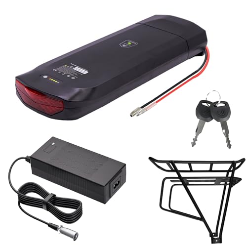 JHKJ Batteria per Bici con Portapacchi Posteriore 36V 10AH 12,5AH Batteria per Bici di Litio 48V 8AH 10AH Batteria di Ricambio per Bici elettrica per Kit Motore 350W 500W,Bullet Head 48v8ah : Sport e tempo libero