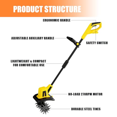 Coltivatore da Giardino Motozappa Senza Fili,Motozappa Manuale Giardinaggio, Coltivatore Elettrico 250 Giri/min. 2 X 2000mAh Alimentato Batteria,Larghezza di Lavoro 22cm,Profondità Lavorazione 16cm : Amazon.it: Giardino e giardinaggio