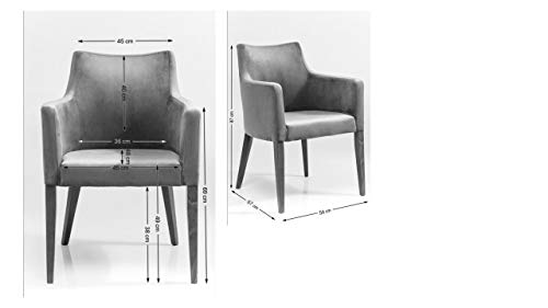 Kare Design Black Mode Velvet Sedia con Braccioli, Grigio, 87x58x67cm : Amazon.it: Casa e cucina
