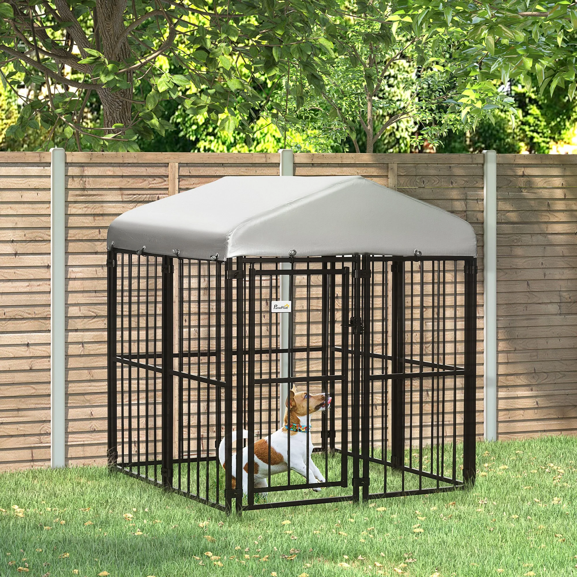 Easycomfort Kennel Recinto per Cani di Taglia Piccola e Media, Galline e Anatre con Tettuccio, 122x122x13 cm