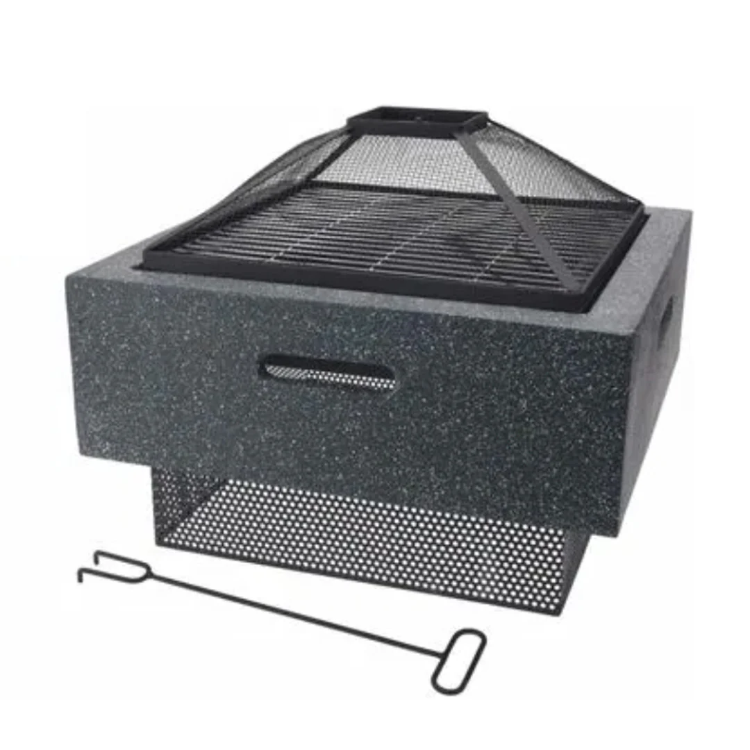 Braciere da giardino con griglia quadrata