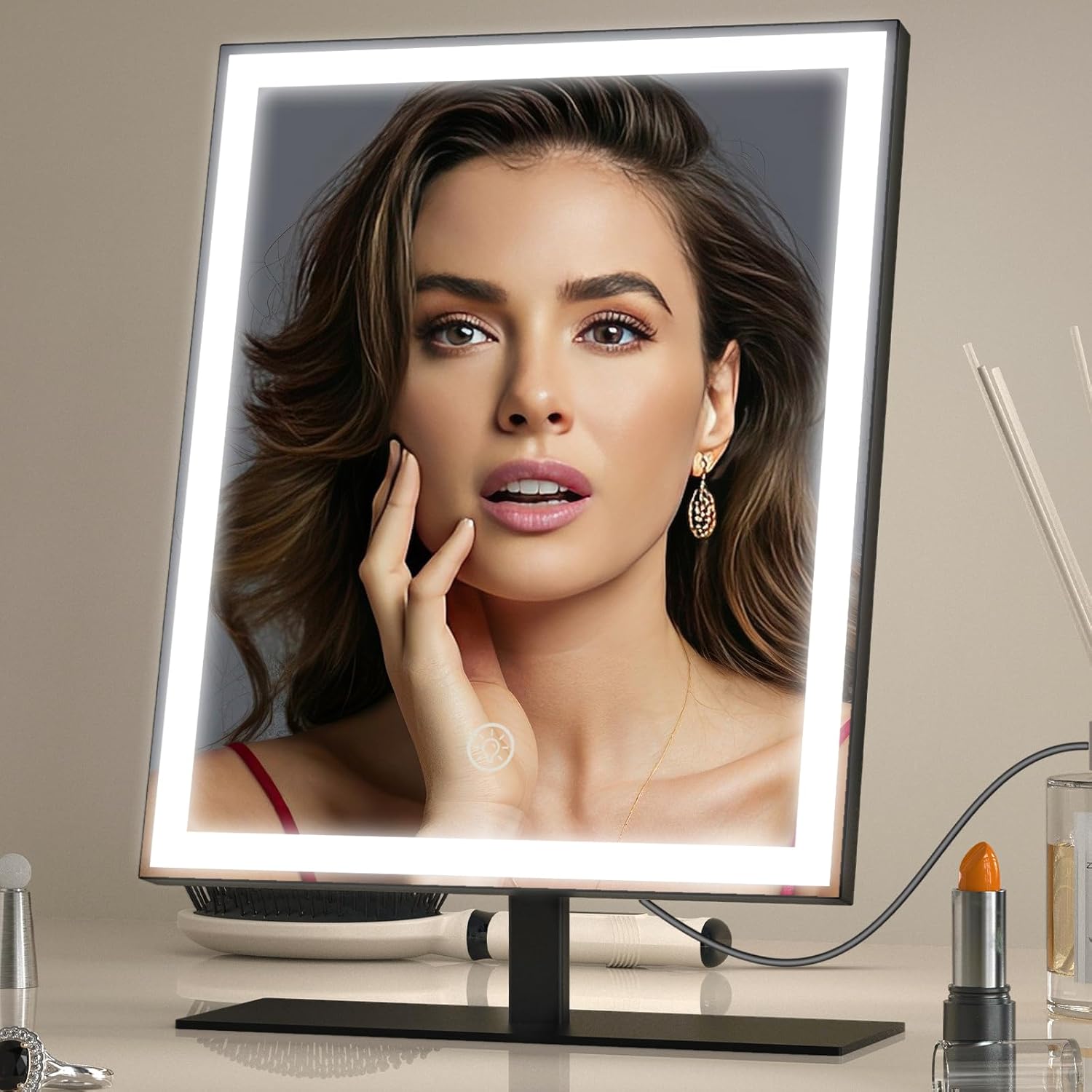 ANTENLICHT Specchio Trucco con Luci, Specchio Trucco con Luce con 3 Modalit脿 Colore, Luce Dimmerabile, Hollywood Specchio per Trucco con Controllo Smart Touch, Regalo per Ragazze Adolescenti (Bianco)