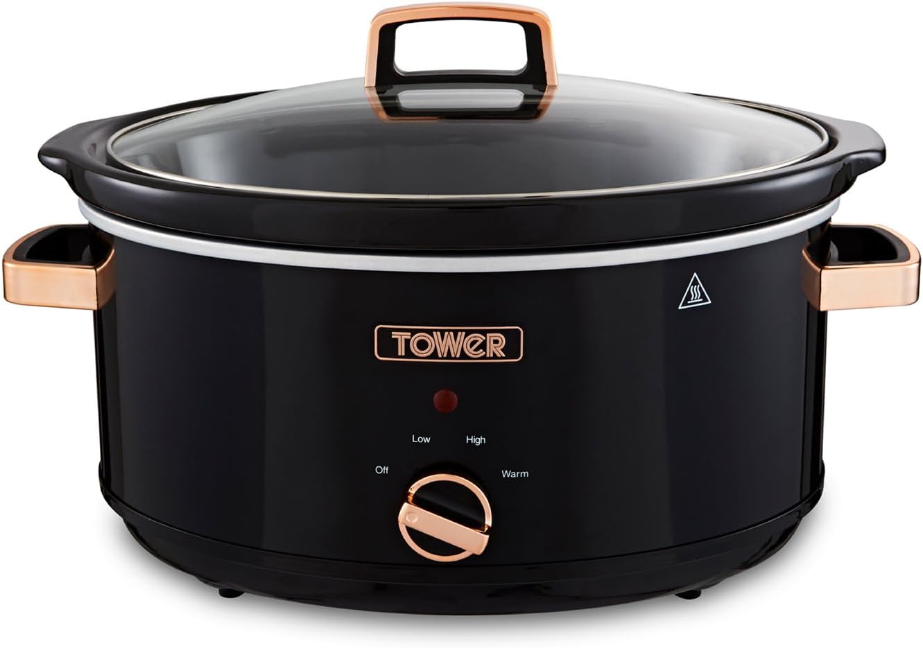 Tower T16043GRY Slow Cooker 6.5 Litre Easel with 3 Heat Settings, Cool Touch Handles, Kitchen Appliances, Grey and Rose Gold