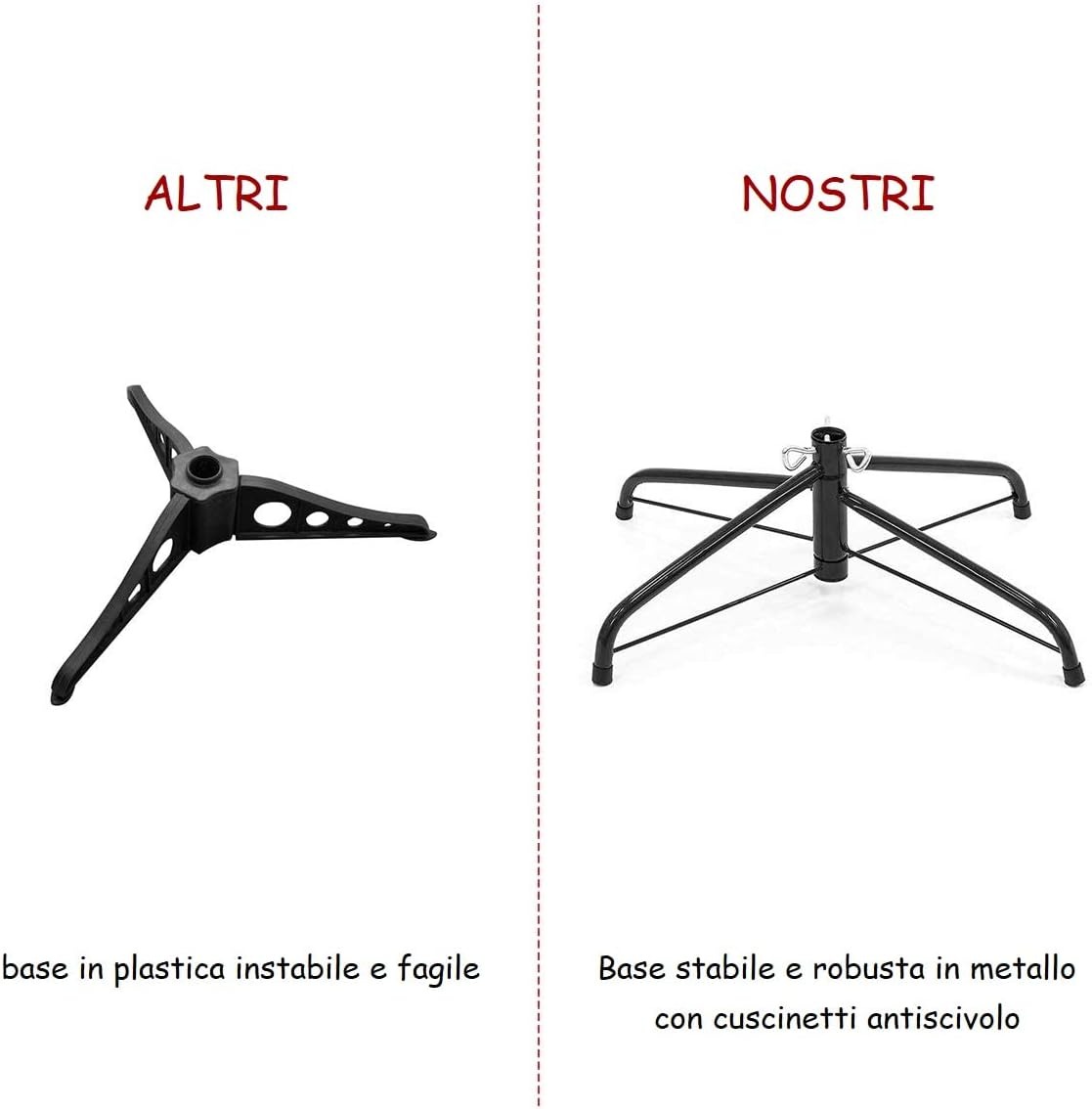 COSTWAY Albero di Natale 150/180/210/240 cm, Albero di Natale Bianco con 350/650/950/1138 Rami in PVC e Supporto in Metallo, Albero di Natale Artificiale per Casa, Ufficio e Negozio (180 cm)